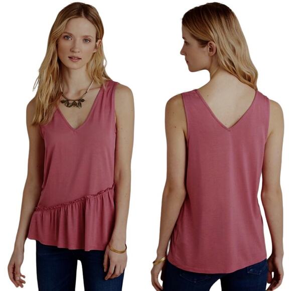 Dolan by Anthropologie Dusty Rose Pink Modal Pomona Ruffle Tank Size Medium - Picture 1 of 6